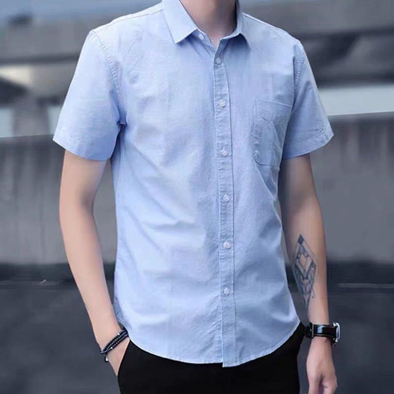New Men's Long Sleeve Shirt Men's Oxford Spinning Casual Shirt, Men's Slim Korean Solid Color Shirt