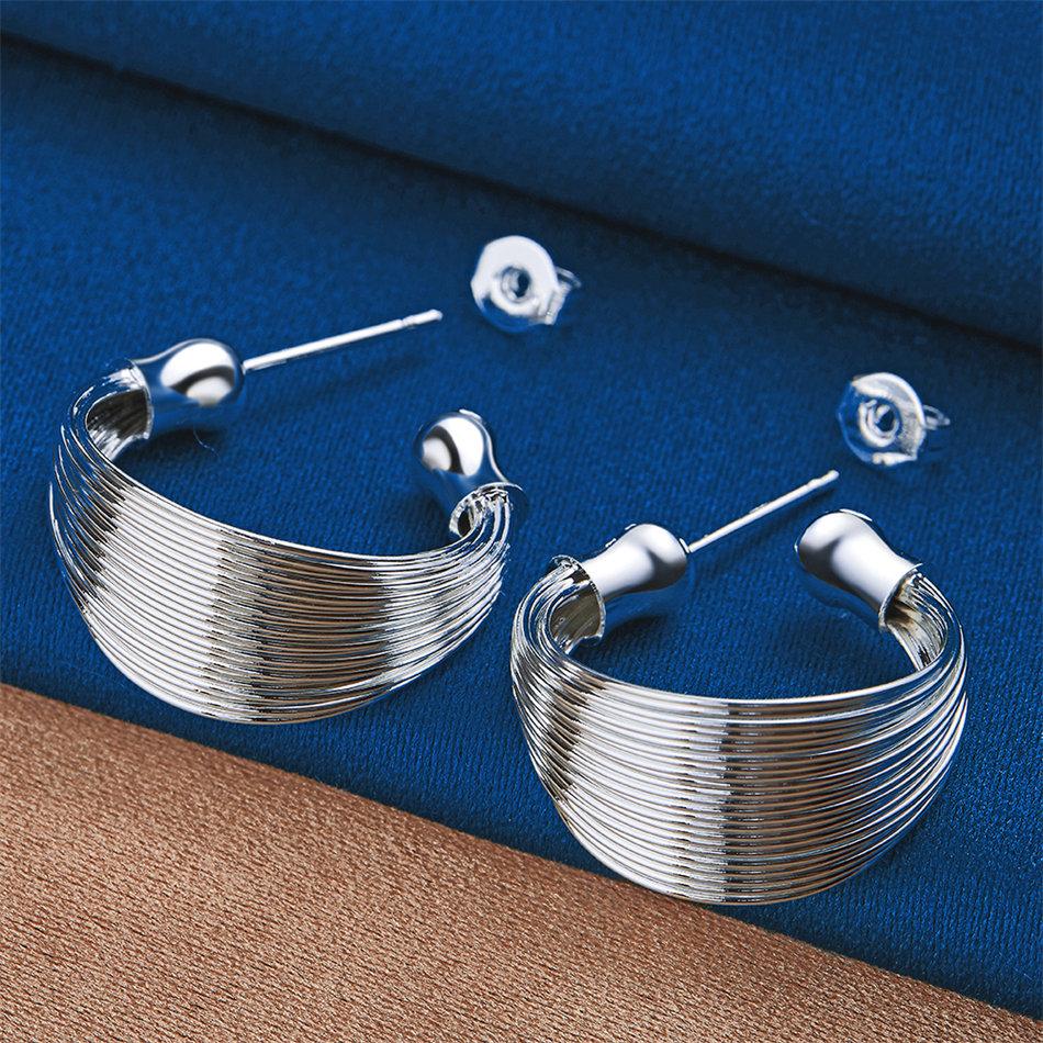 Elegant 925 Sterling Silver Delicate Multi-Strand Stud Earrings for Women, Fashionable Gifts, Party Jewelry Accessories