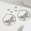 Metal Butterfly Round Earrings - Cool, High-End Light Luxury Ear Cuffs with Niche Style and European-American Flair