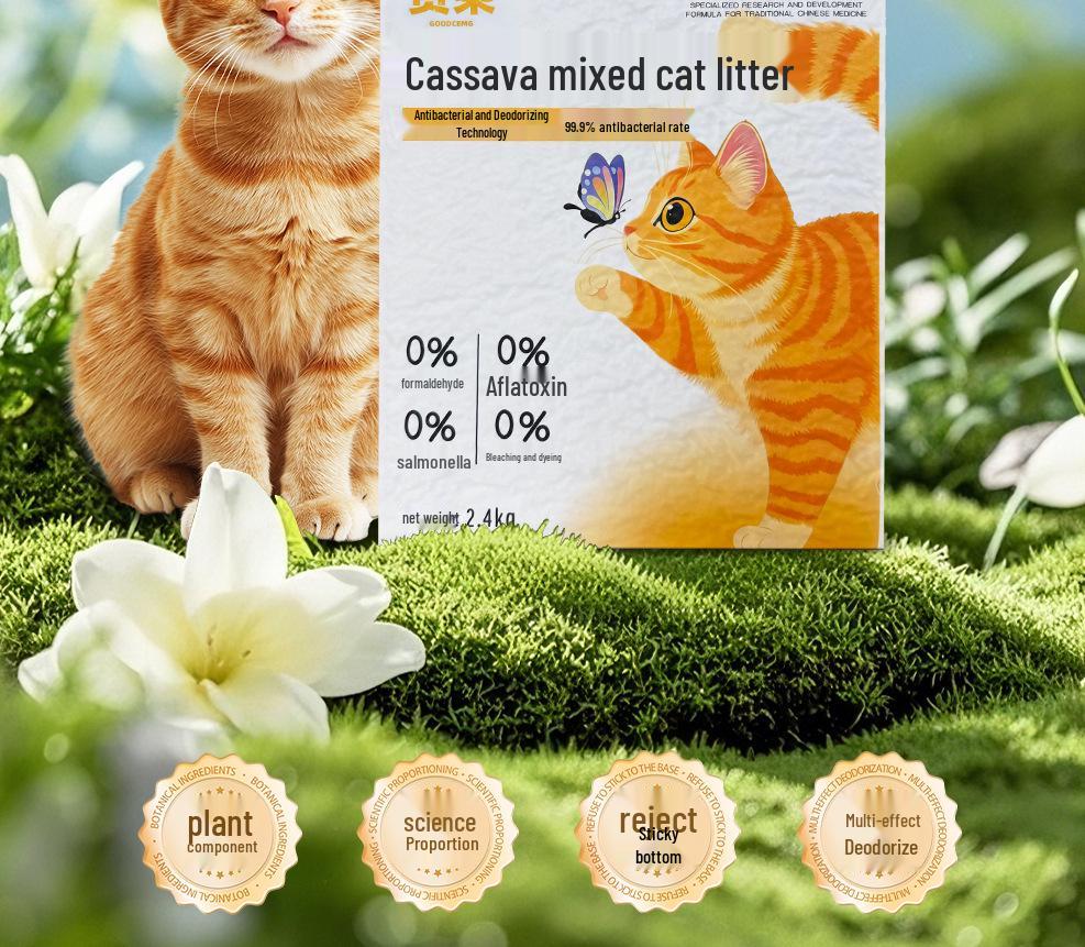 Arena para gatos antibacteriana de yuca y tofu sin polvo