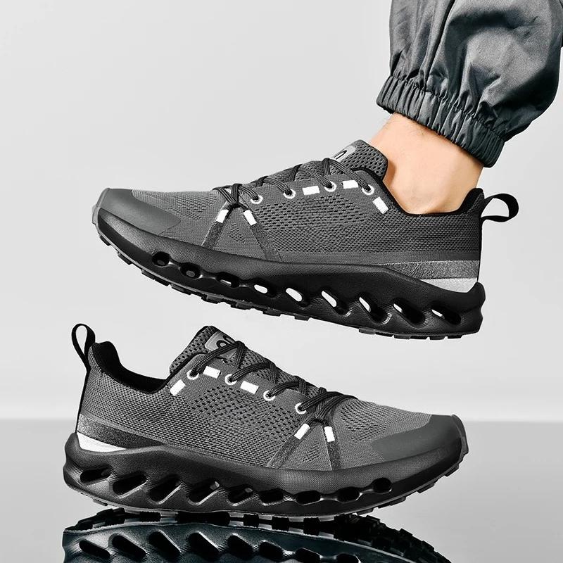 New Men'S Ultra-Light Running Shoes Cushioned Sports Shoes Men'S Breathable Thick Sole Flying Mesh Racing Shoes