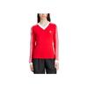 Adidas Originals Classic V-Neck Sports Ribbed Long Sleeve Shirt Women Tops Red IY7248