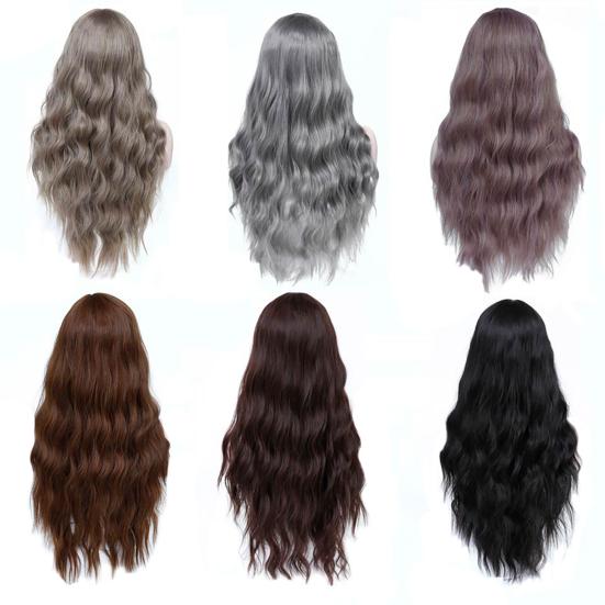 Peruca com franja Cosplay Cabelo longo cacheado Fibra Alta temperatura para festa