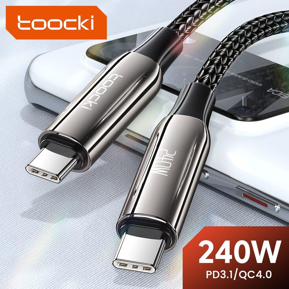 Toocki 240W USB C To Type C Cable PD3.1 48V 5A Super Fast Charging Cable Type C For 15 Samsung S23 Huawei Macbook