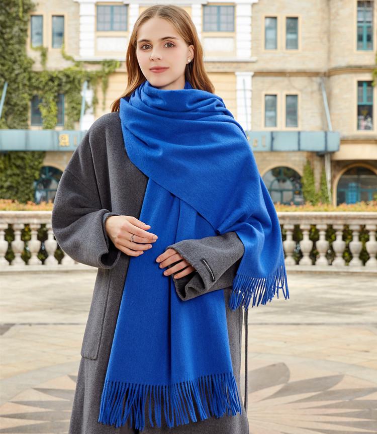 Black Cashmere Wool Scarf - Versatile Winter Shawl for Women and Men, Korean Style, Solid Color