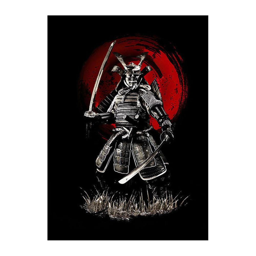 Abstract Japanese Samurai Ink Art Canvas Painting Figure Portrait Poster Prints Living Room Bedroom Black White Wall Art Pictures Modern Home Decor