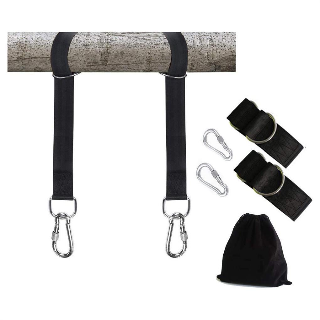 Tree Swing Hanging Straps Kit Holds 1200lbs Hammock Belt Carabiner Garden Patio Fishing Tire Safe Rope Supplies
