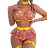 Beautiful Set Of Women's Underwear: Bra, Skirt, Thigh Straps, Thong M