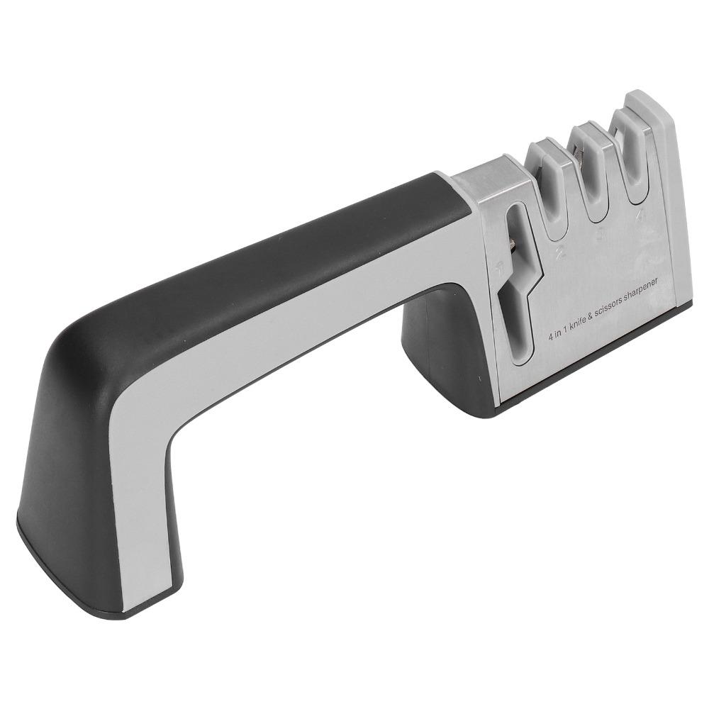 Stainless Steel Ceramic ABS Knife Sharpener Anti-Slip Base Ergonomic Handle Pocket Knife Sharpener Efficient Grey and Black