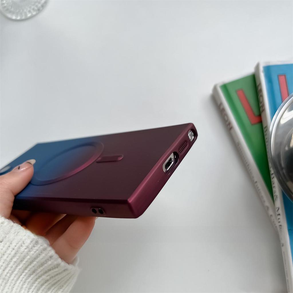 "Dual-Color Liquid Gradient Magnetic Case for Samsung S23 Ultra/S22/S23 Plus - Silicone Soft Full Cover"