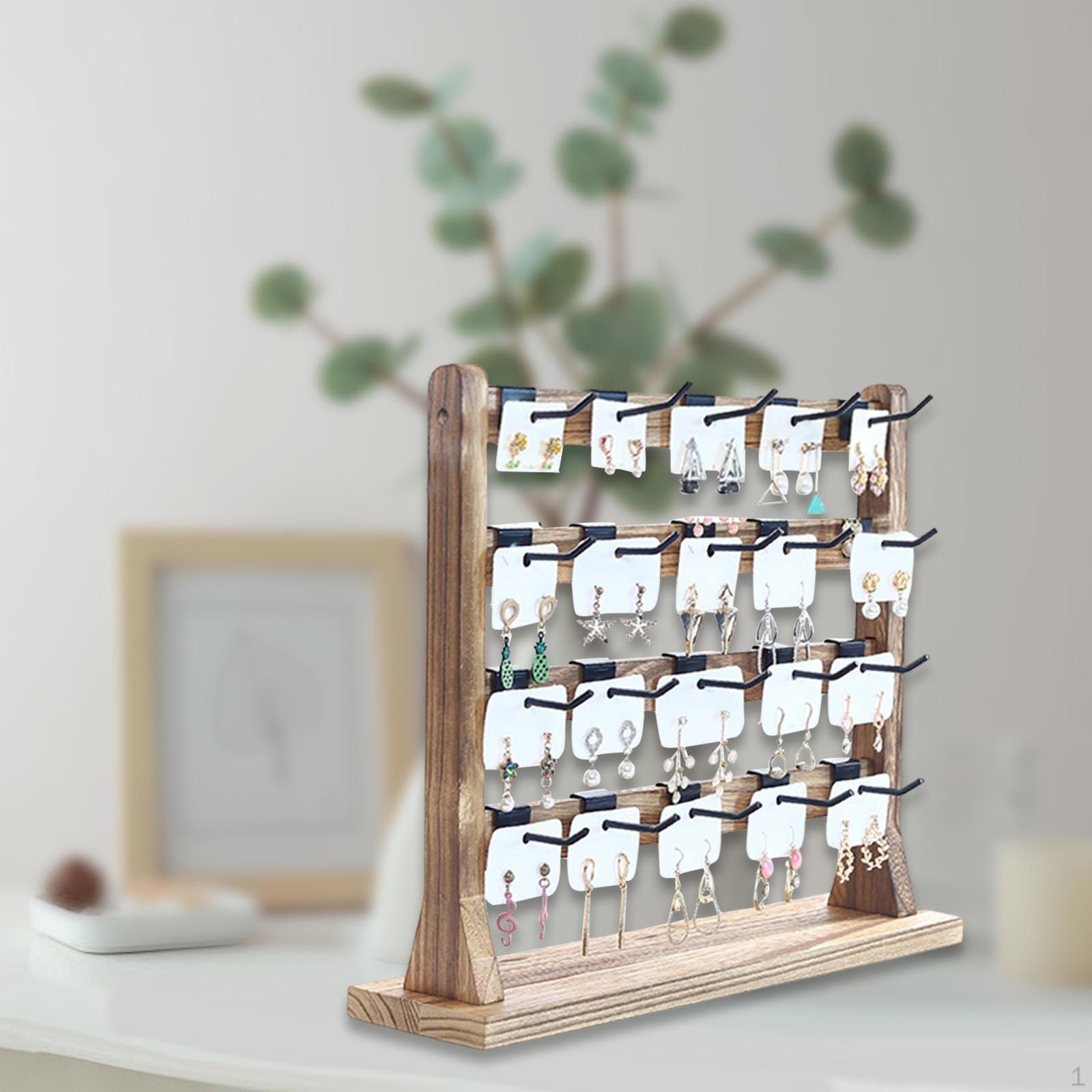 

Органайзер для сережек, подставка для ювелирных изделий, деревянный держатель для сережек с крючками для ушей 4 Tier