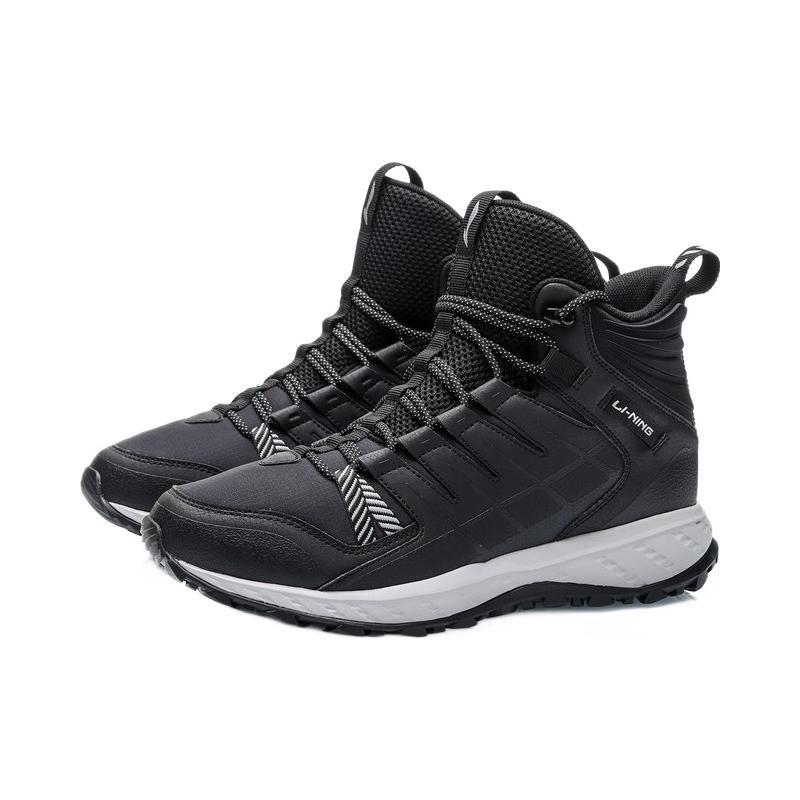 Li Ning Cushioning Slip Resistant Abrasion Resistant High top Running Shoes Men's Standard Black ARHP215-2
