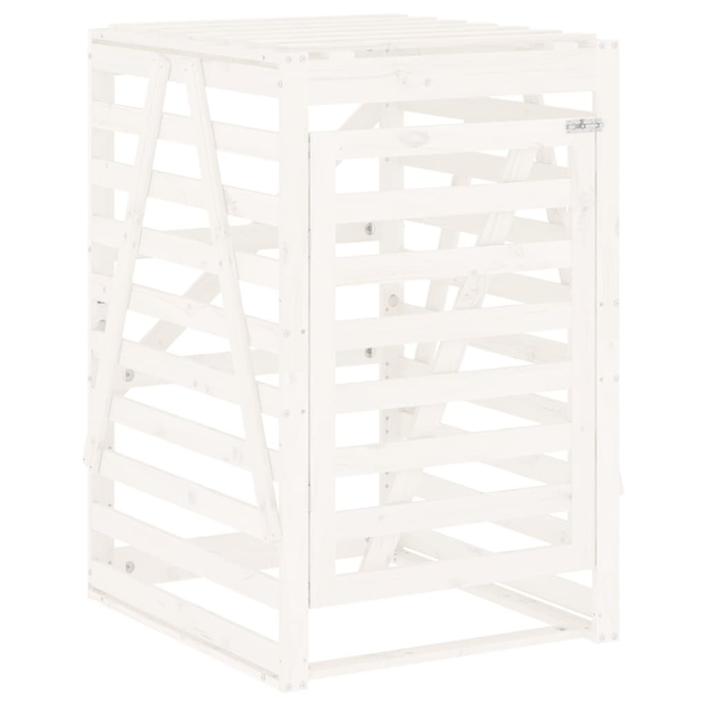 Waste Bin Enclosure White 84 x 90 x 128.5 cm Solid Pine Wood