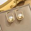 Fashion Trend Geometric Imitation Pearl Drop Earrings Women's Personalized Daily Versatile Holiday Accessories Gift