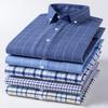 2026 Men Oxford Fashion 100% Cotton  Long Sleeve Casual Slim Solid Color Plaid Print Stripe Formal Dress Shirt Plus Size