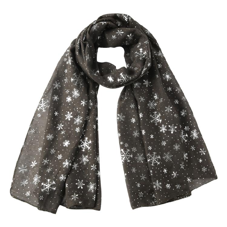 Glitter Christmas Scarf for Ladies Breathable Foil Print Winter Scarf for Adult