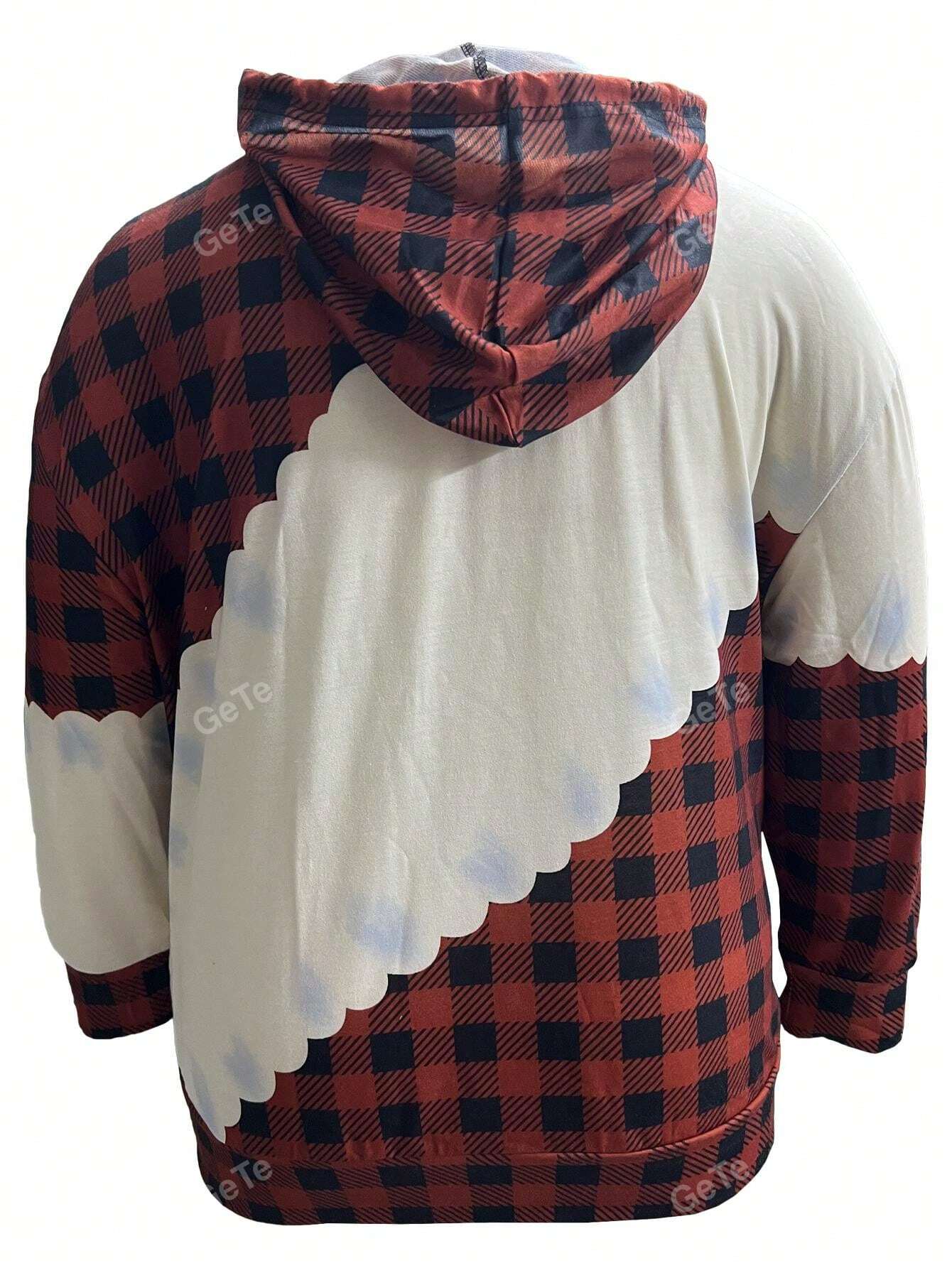 

Толстовка с капюшоном в стиле пэчворк с принтом логотипа автомобиля в стиле рождественской шотландки большого размера 5XL