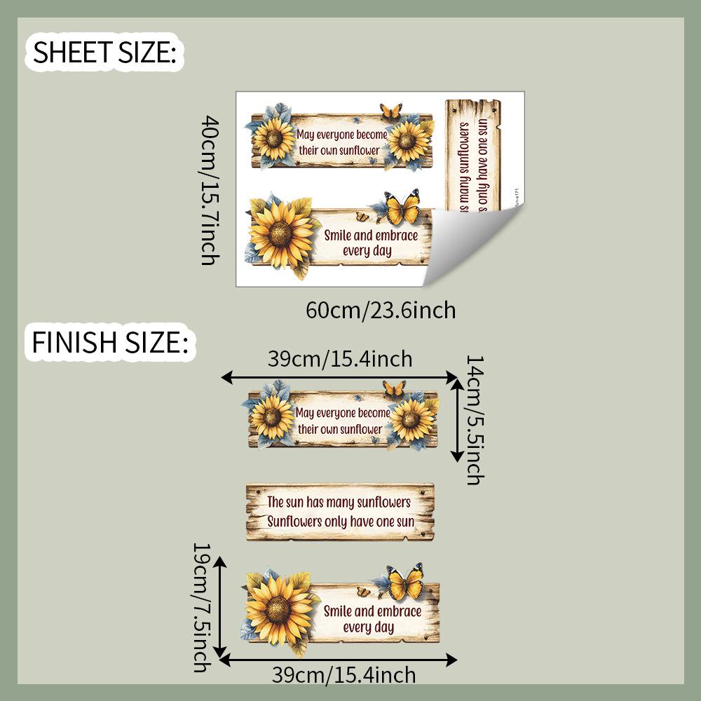 "English Slogan Sunflower Bedroom Living Room Home Background Beautification and Decoration Wall Stickers