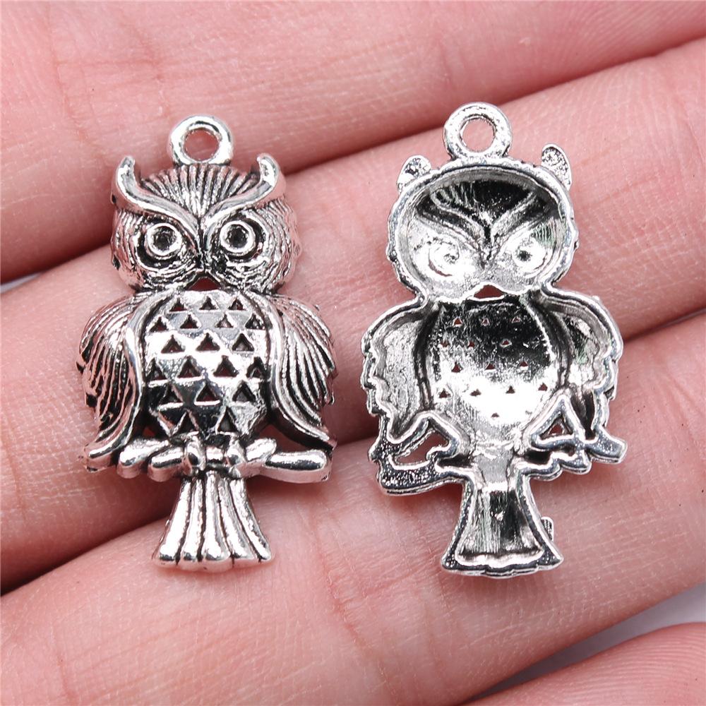 10pcs Charms Owl Antique Silver Color Cute Owl Pendant Charms Small Owl Charms For Jewelry Making