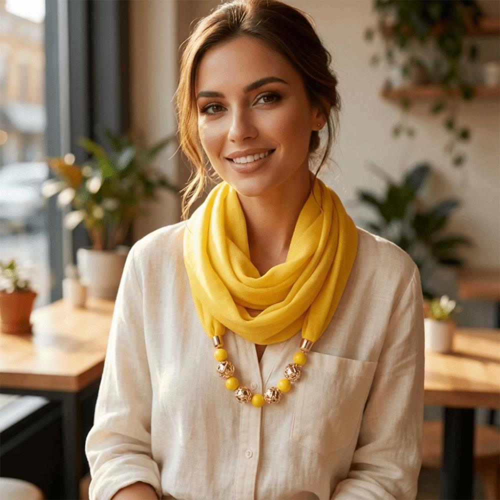 Vintage Style Women's Scarf Necklace Breathable Ethnic Necklace Scarf Beaded Pendant Scarf Dancers