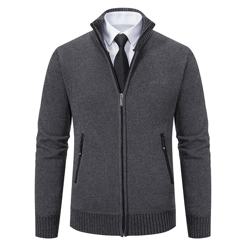 Men Autumn Sweater Jacket Youth Business Casual Zipper Overcoat