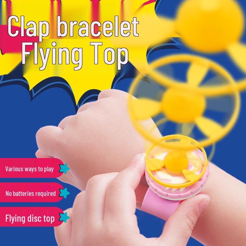 Kids Flying Saucer Launcher Bracelet: Portable Bamboo Dragonfly Catapult Toy