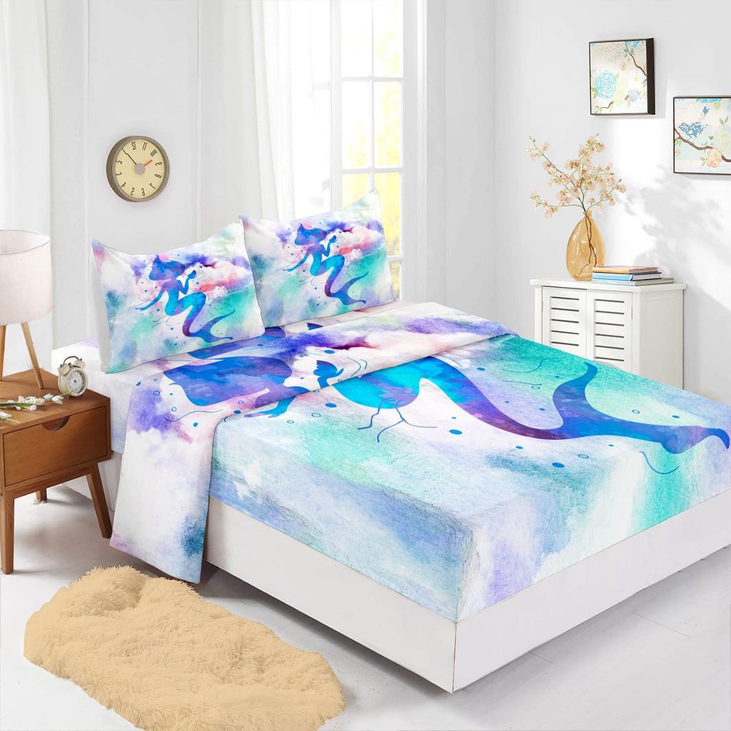 Ocean Turtle Unicorn Pattern Sheet Four-piece Bedding Set Bedroom Dormitory Bedding Decoration