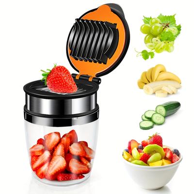 Portable Stainless Steel Mini Fruit Slicer - Easy To Clean, Perfect for Strawberries, Kiwis and More - Perfect for Salads, Cakes and Sandwiches