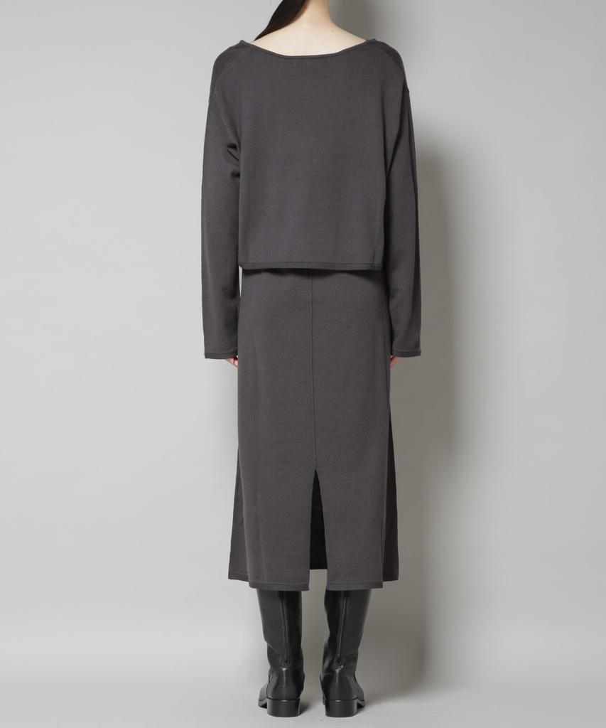 Nano Universe Knit Camisole Dress and Cropped Knit F Women's V-Neck Set, 023, Charcoal, 673-5219306