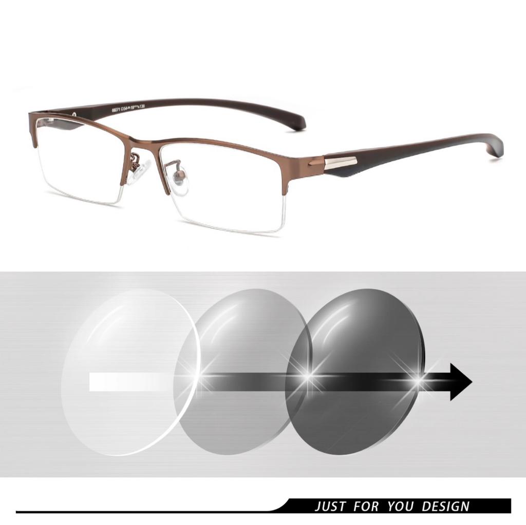 New Sun Photochromic Myopia Eyeglasses Optical Men student Finished Myopia Eyewear prescription Glasses Frame Half Rim -1.0 -4.0