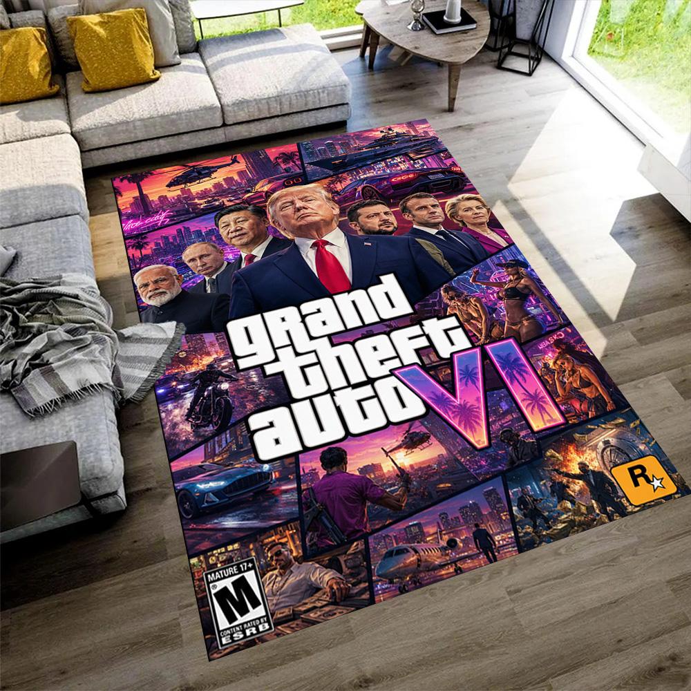 Grand Theft Auto Fußmatten Design für Flur Außenbereiche Schlafzimmer Eingangsbereich Rutschfester Teppich Büro Heimdekoration Spirituelles Geschenk