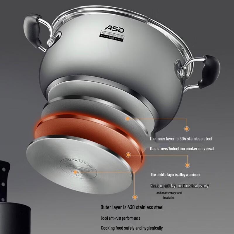ASD 304 Stainless Steel Steaming Soup Pot