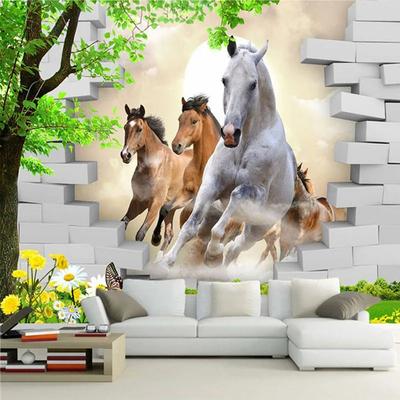 Photo Wallpaper 3D Stereo Horse Animal Mural Wall Papers Living Room TV Background Wall Painting 3D Home Decor