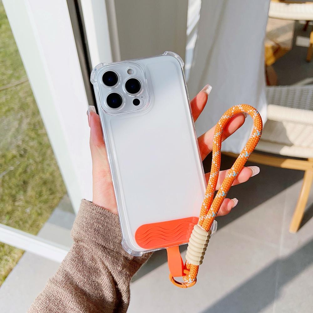 Universal Braided Short Mobile Phone Lanyard Strap Hanging Chain Ring Silicone Cord with Patch Wrist Strap Cell Phone Detachable