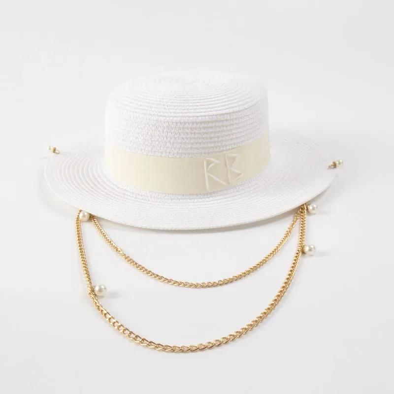 Zomer Strooien Hoeden voor Dames Lint Decoratie Elegante Dames Feestjurk Hoeden Reizen Strand Zon Hoed Chapeau Femme