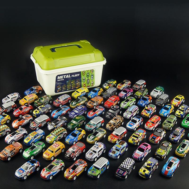 10/30/50Pcs Random Mini Alloy Car Model Diecast Cars Toys With Storage Box Christmas Gift For Kids Sliding Inertia Vehicle Toys