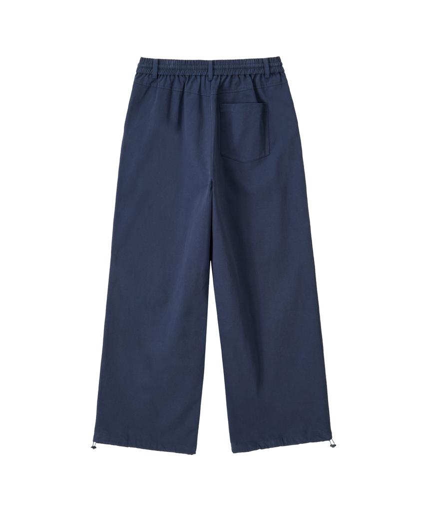 Uallong Essential Twill String Banding Wide Pants- Navy