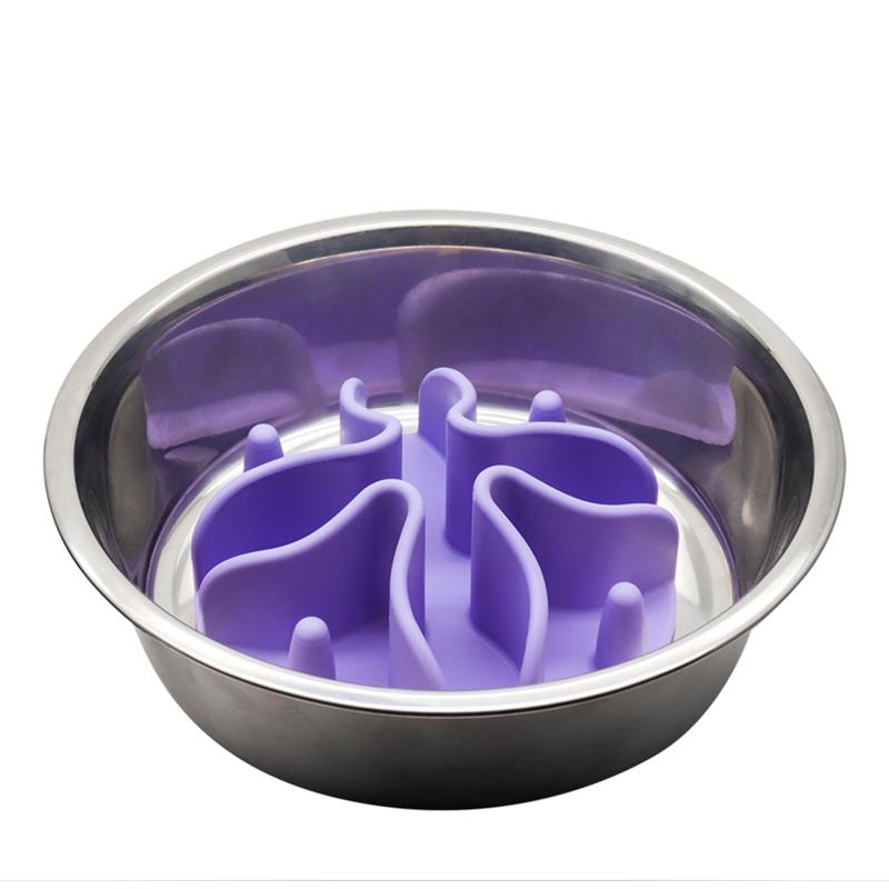 

Silicone Dog Slow Feeding Bowl Insert with Suction Cup Pet Food Dispenser Accessories Purple