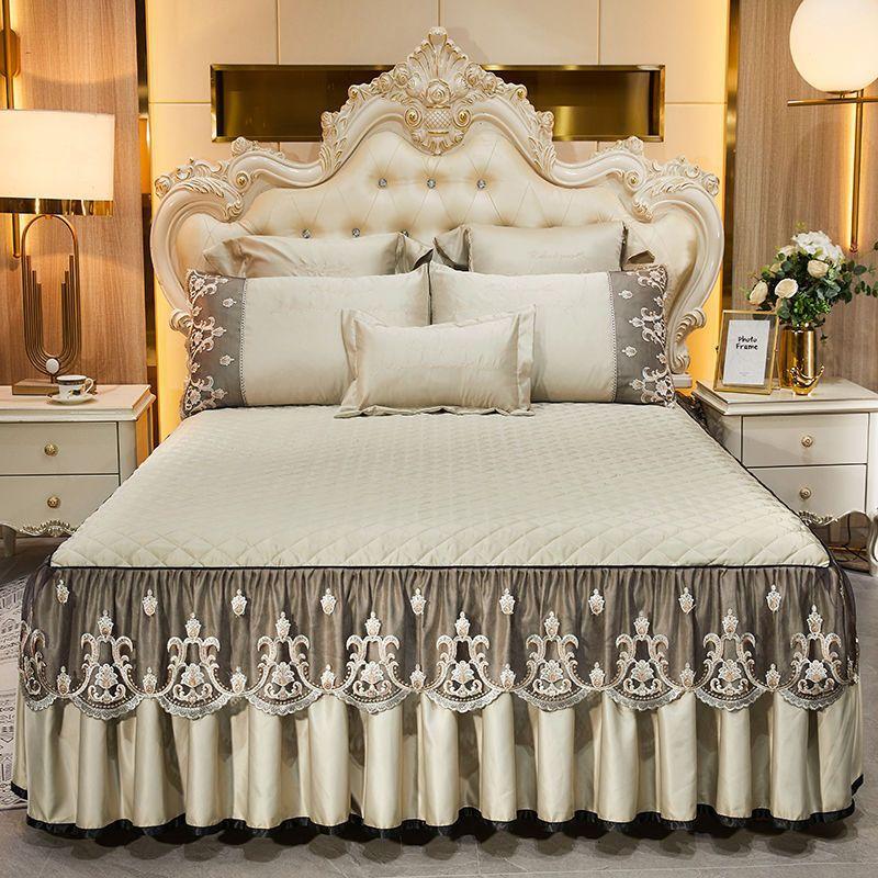 Kesha European Bedspread Cover Single-piece Bed Skirt Three-piece Set Padded Thickened Simmons Protective Cover 1.5m 1.8m Dream Field