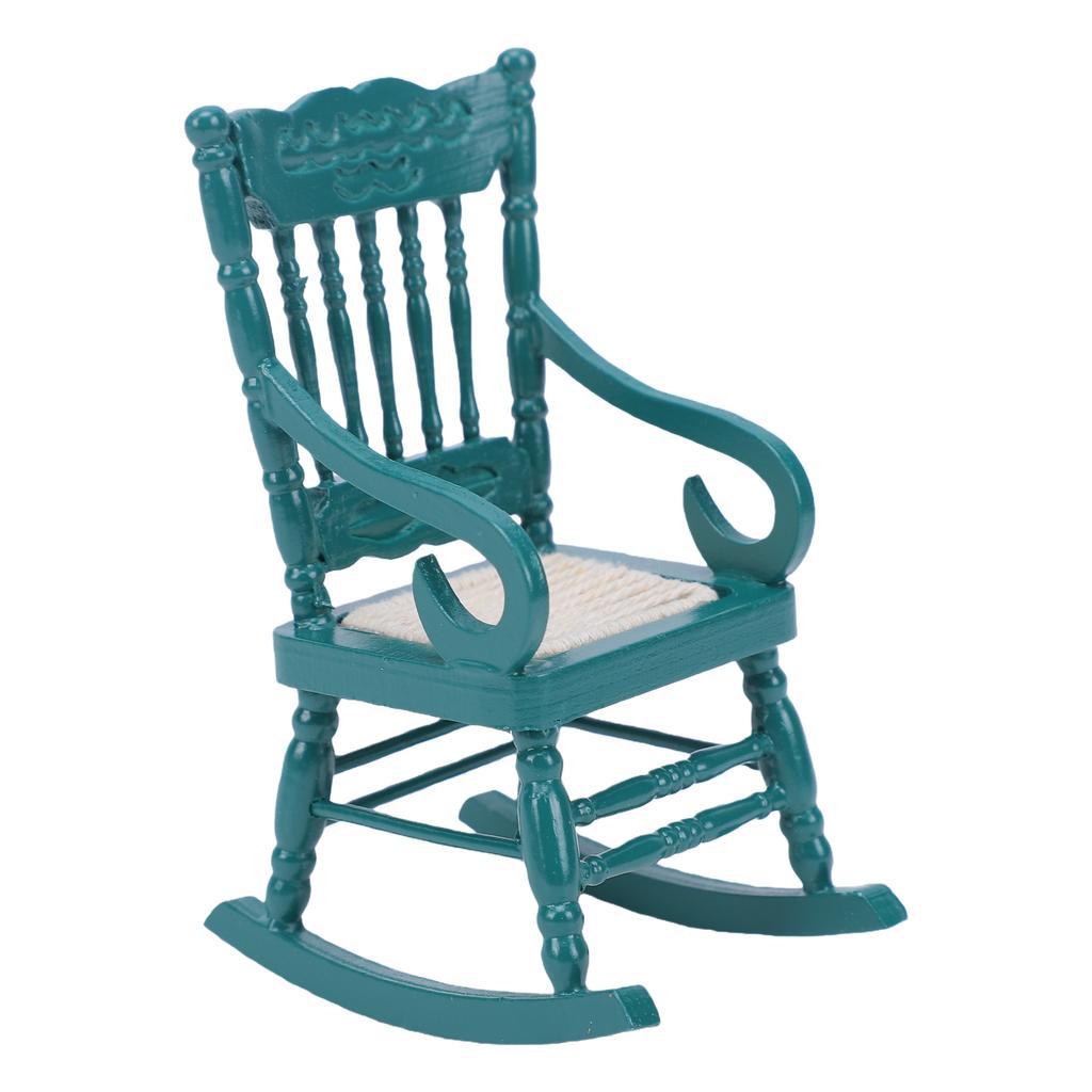 Dollhouse Miniature Rocking Chair Green 1 12 Scale Wooden Rocking Chair Miniature Dollhouse Furniture