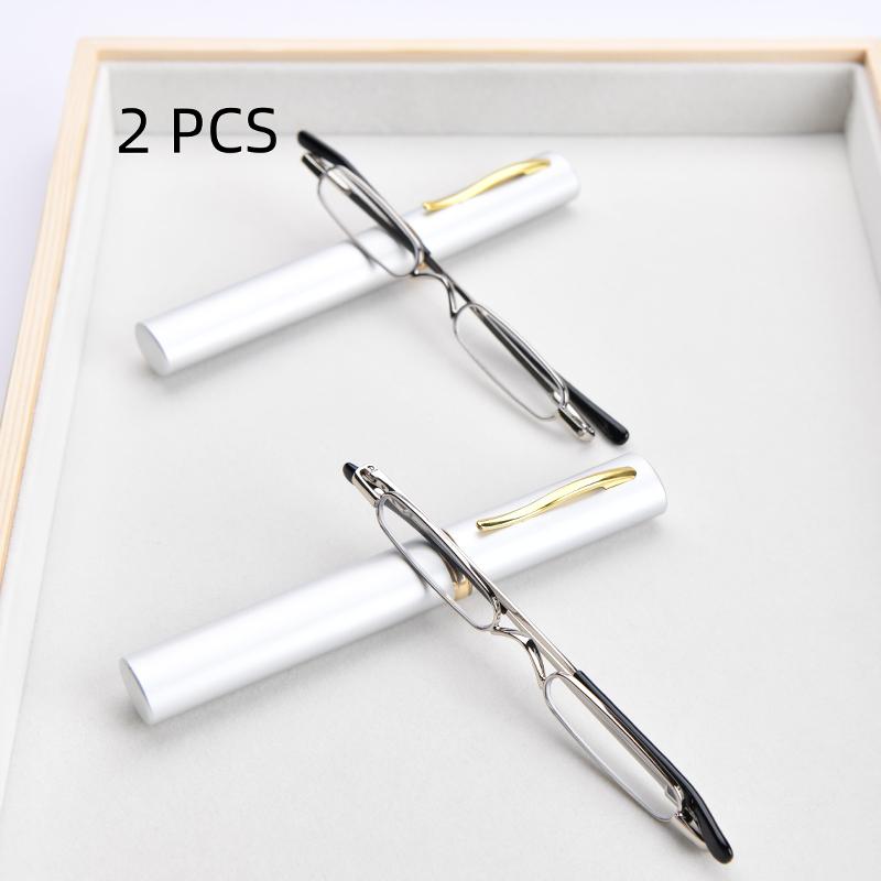 

2PCS Костюм Мини Маленькие Тонкие Очки Для Чтения с Футляром для Трубки Портативные Легкие Очки Для Чтения для Мужчин Женщин Мини Компактные +250