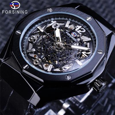 Reloj mecánico impermeable con movimiento mecánico ahuecado informal a la moda para hombre
