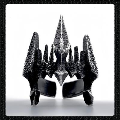Retro “Dark Overlord” Crown Adjustable Open Ring For Men Silver-plated Copper Punk Gothic Edgy  Bikers Accessories Gift