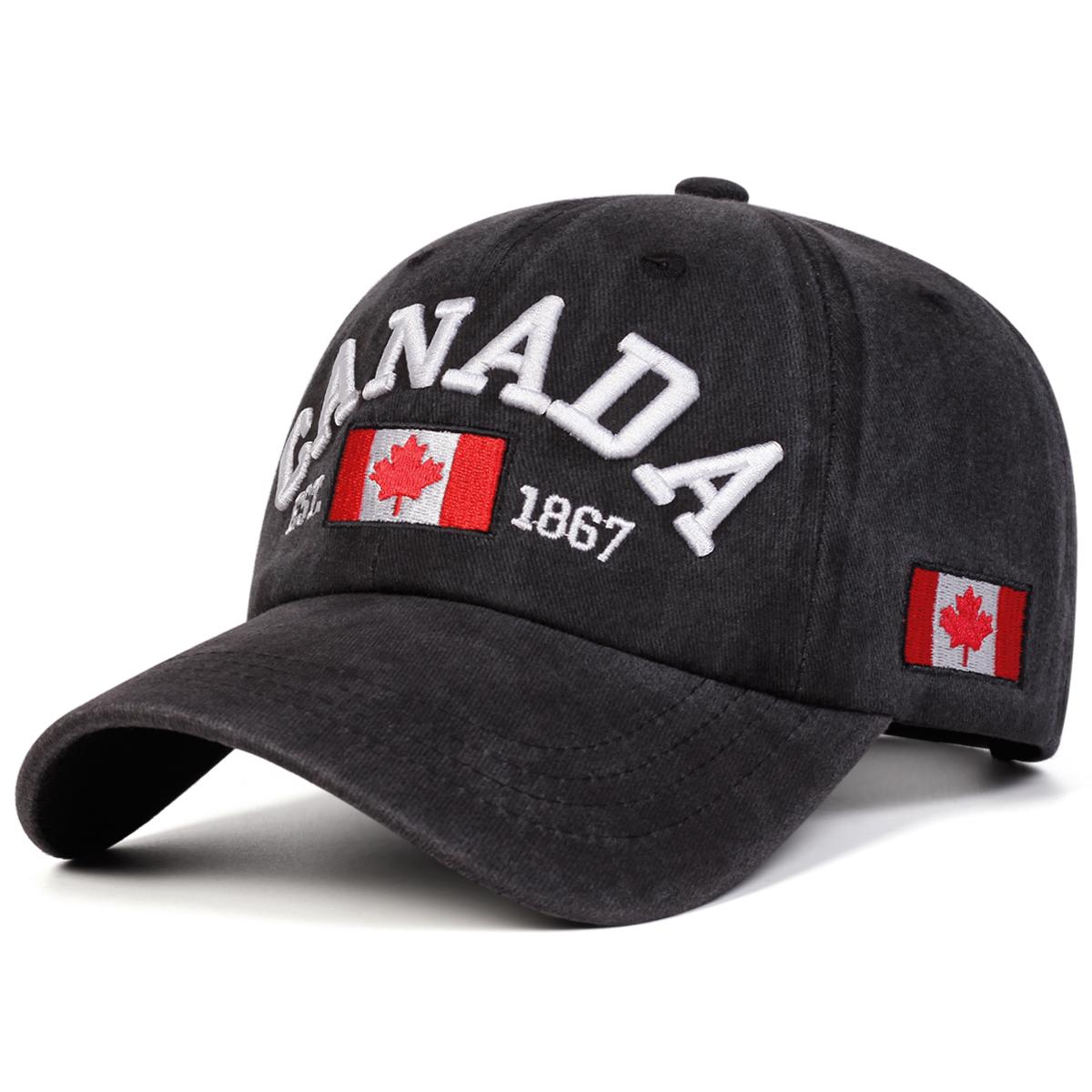 

Unisex Canada Letter Embroidery Wash Baseball Caps Spring Autumn Outdoor Adjustable Casual Hats Sunscreen Hat Sports Cap