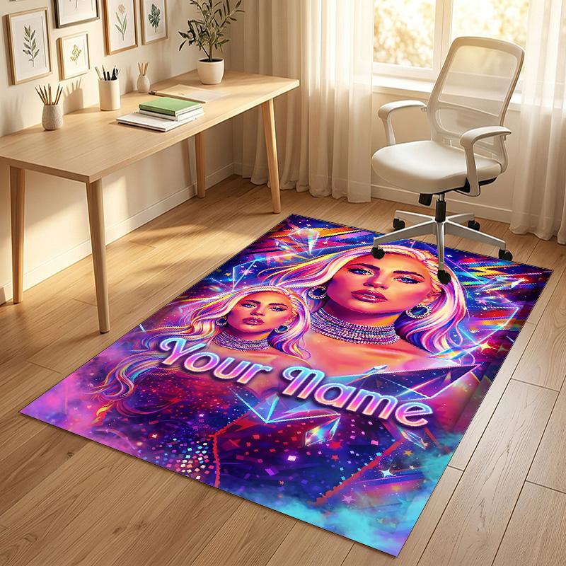 Personalized Crystal Velvet Carpet,Lady Gaga Custom Printed Name, Plush Area Rug For Home Indoor Decor