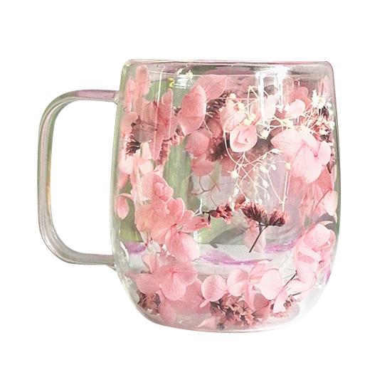 

Кружка из стекла с двойными стенками с сухоцветами, термоизолированная кружка для эспрессо, термостойкое двухслойное стекло для дома, кухни, вечеринки B