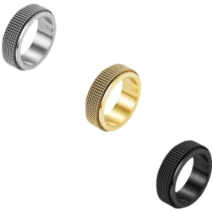 2023 Titanium Steel Mesh Rotating Decompression Rings for Men and Women