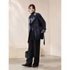 Retro Colorblock Double-Collar Waisted Trench Coat
