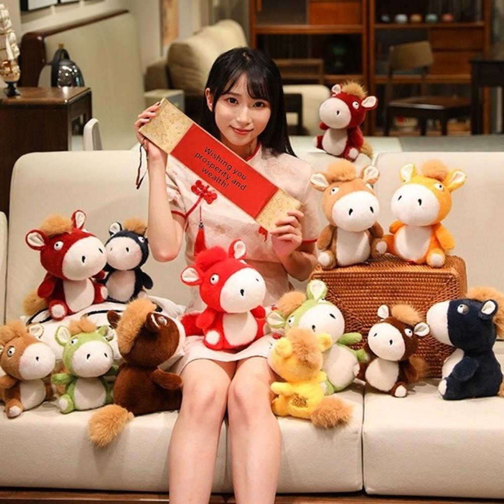 Chinese Style Plush Pony Doll 18/25cm Zodiac Pony Figurine Mascot Dolls  Chinese New Year Gift