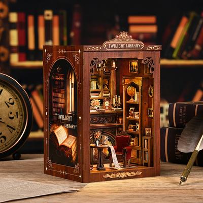 DIY Book Nook Kit Figurines Miniature Booknook Wooden Doll House 3D Puzzle Bookshelf Dollhouses Toy For Birthday Christmas Gift
